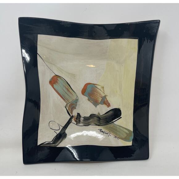 2010 Christy Beckwith Studio Art Pottery Petaluma 9.5" Square Tray -Double Sided - Picture 1 of 9